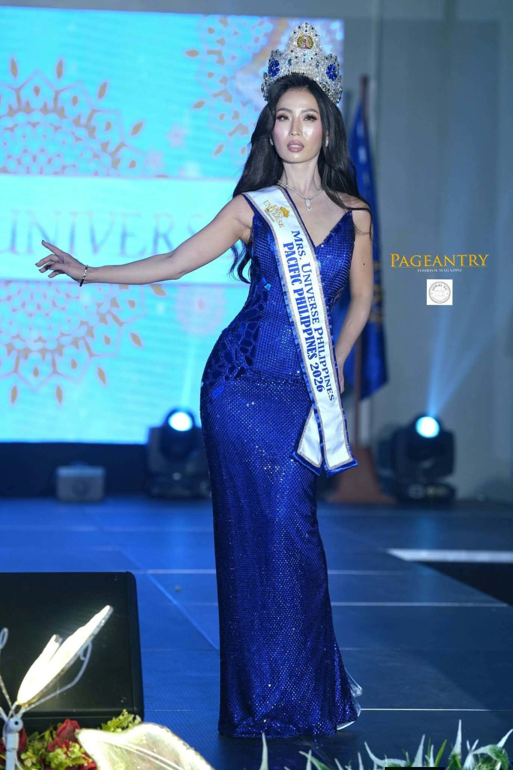 Scarlet Chua in blue gown at Rotary Club of Carmona